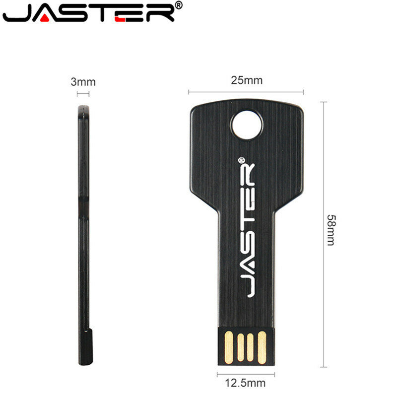 JASTER معدن مفتاح USB 2.0 محركات أقراص فلاش 64GB 32GB موضة مقاوم للماء القلم محرك 16GB 8GB عالية السرعة ذاكرة عصا U القرص لأجهزة الكمبيوتر المحمول