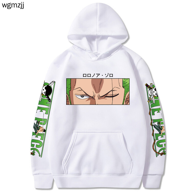 Anime One Piece Roronoa Zoro Hoodie Men/Women Pockets Streetwear Harajuku Oversized Sweatshirts Cosplay Hip Hop Winter Clothes