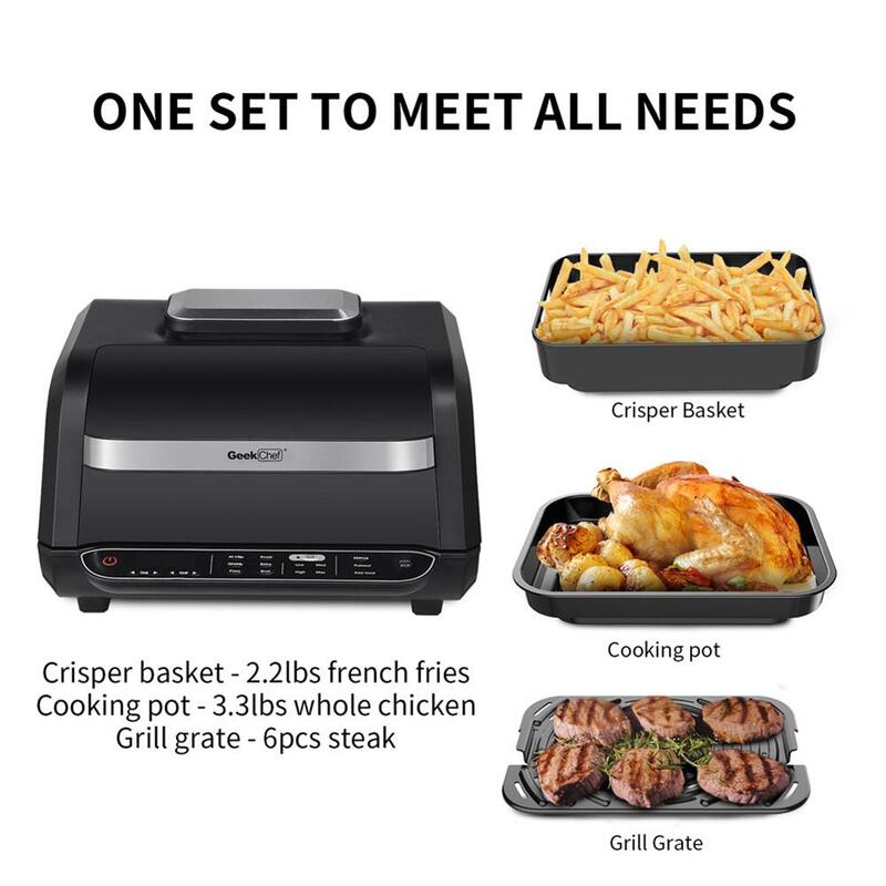 8-in-1 120V 60hz Indoor Grill 4 Mode LED Digital Display Extra Large Capacity Cooking Accessories