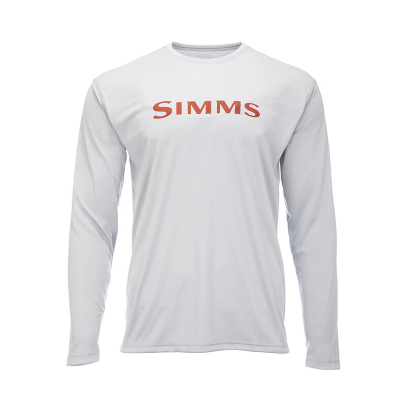 SIMMS odzież wędkarska męska koszulka z okrągłym dekoltem-nadruk Camisa De Pesca wędkarska koszulka z długim rękawem ochrona Uv UPF 50 szybkoschnące koszulki