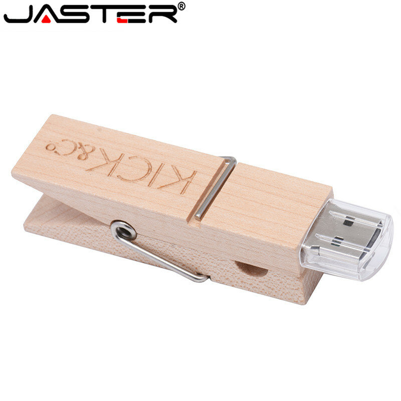 Jaster Usb 2.0 Flash Drive Gratis Custom Logo Houten Clip Model Pen Drive 4Gb 16Gb 32Gb 64gb Memory Stick Creatieve Geschenken U Disk