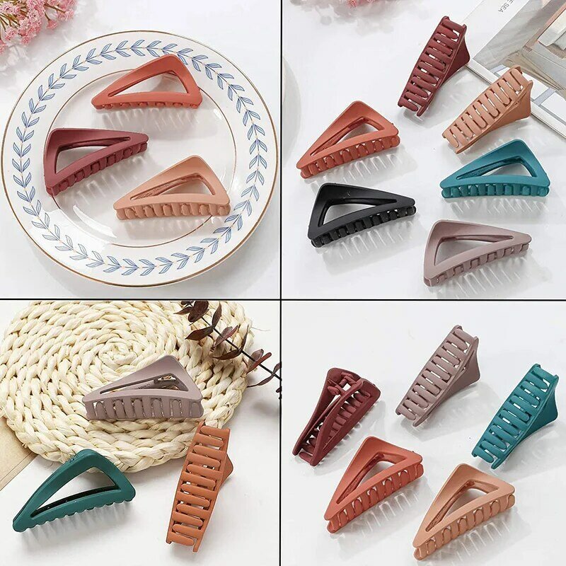 Pinzas triangulares geométricas para el cabello para mujeres y niñas, horquilla sólida, Clip de cangrejo de tiburón, pasadores para damas, accesorios para el cabello de verano de Corea
