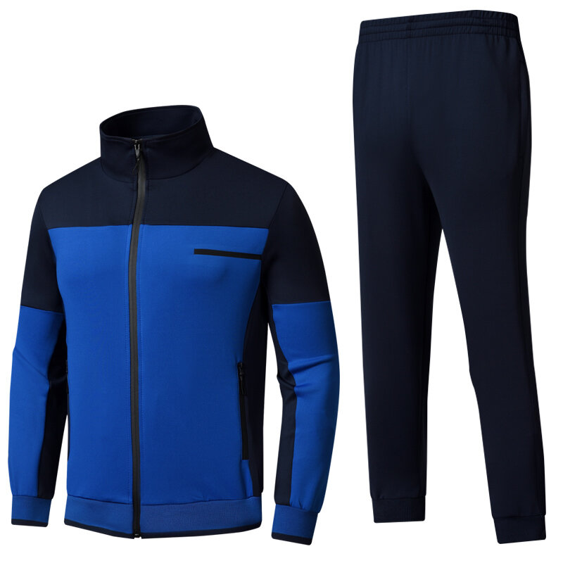 Setelan Olahraga Pria Baru 2 Buah Set Jaket + Celana Pria Musim Semi Musim Gugur Set Jogging Pakaian Kasual Ukuran Asia