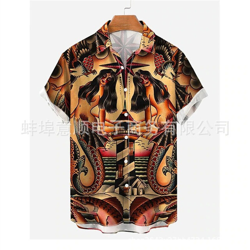 Nowy duży rozmiar męska moda codzienna 3D druk cyfrowy koszula z krótkim rękawem, koszula męska
