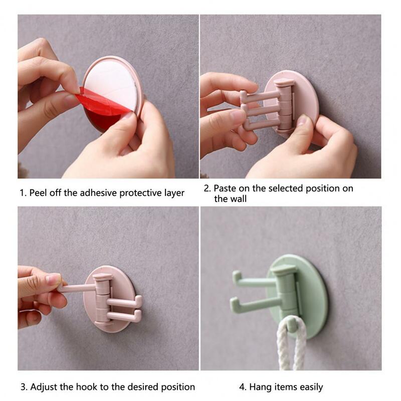 Storage Hook  Practical Seamless Adhesive Punch-free  3 Branch Rotatable Storage Hook for Kitchen