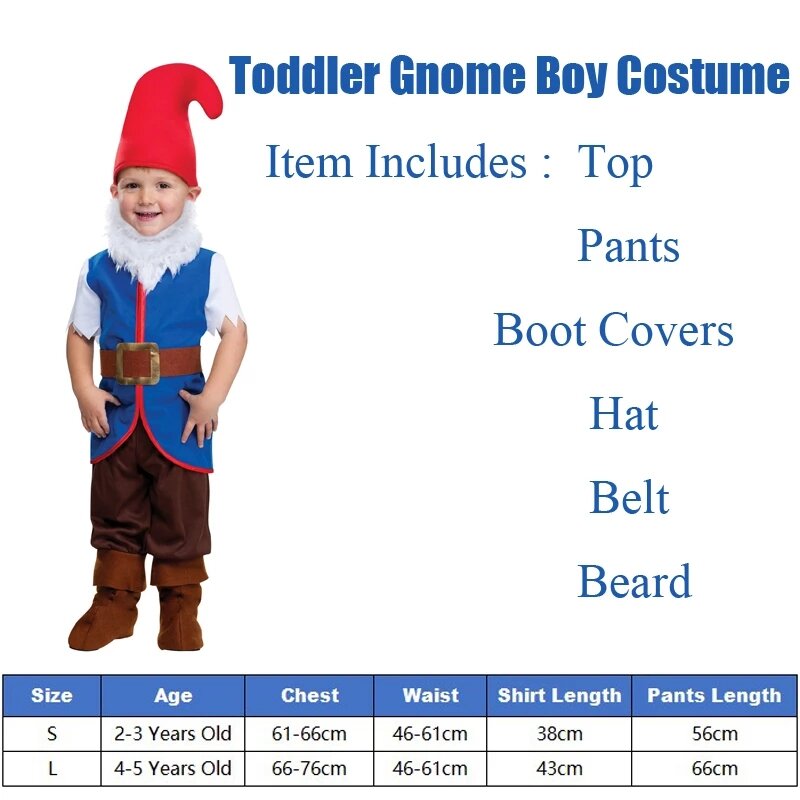 Bé Tập Đi Gnome Bé Trai Trang Phục Hóa Trang Halloween Dành Cho Trẻ Em