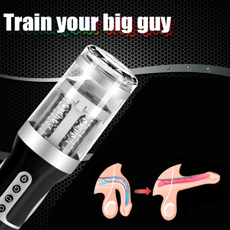 Automatic Male Masturbator Cup Telescopic Rotation Silicone Vagina Masturbation Sex Toys for Men Adults sucking Male Mastubator