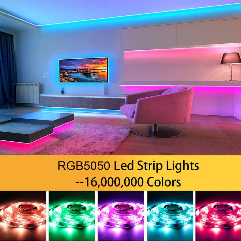 Tira de luces LED de colores mágicos, tira de luces LED 5050, resistente al agua, DC12V, USB, Flash, atmósfera, 10m, 20m, 30m