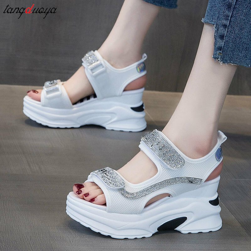 rhinestone Summer Online Celebrity Sandals for Women 2023 Height Increasing Insole Platform Sandals Roman Shoes Women Sandals