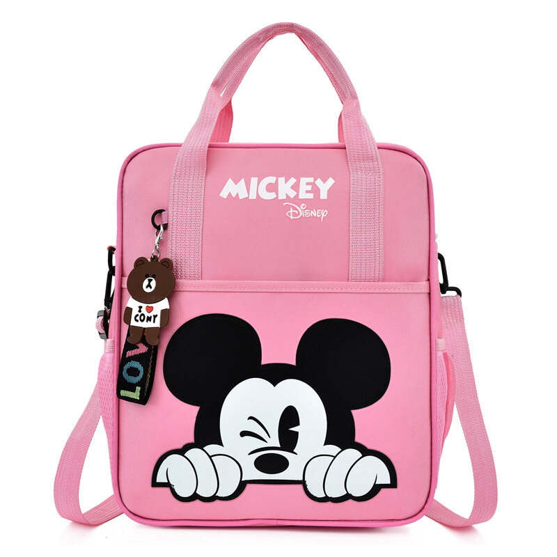Disney-bolsas de tutorización para estudiantes, mochila escolar multifuncional de dibujos animados de Mickey, bolso de mano, bolsa de libros para documentos, Bolsa Escolar cuadrada