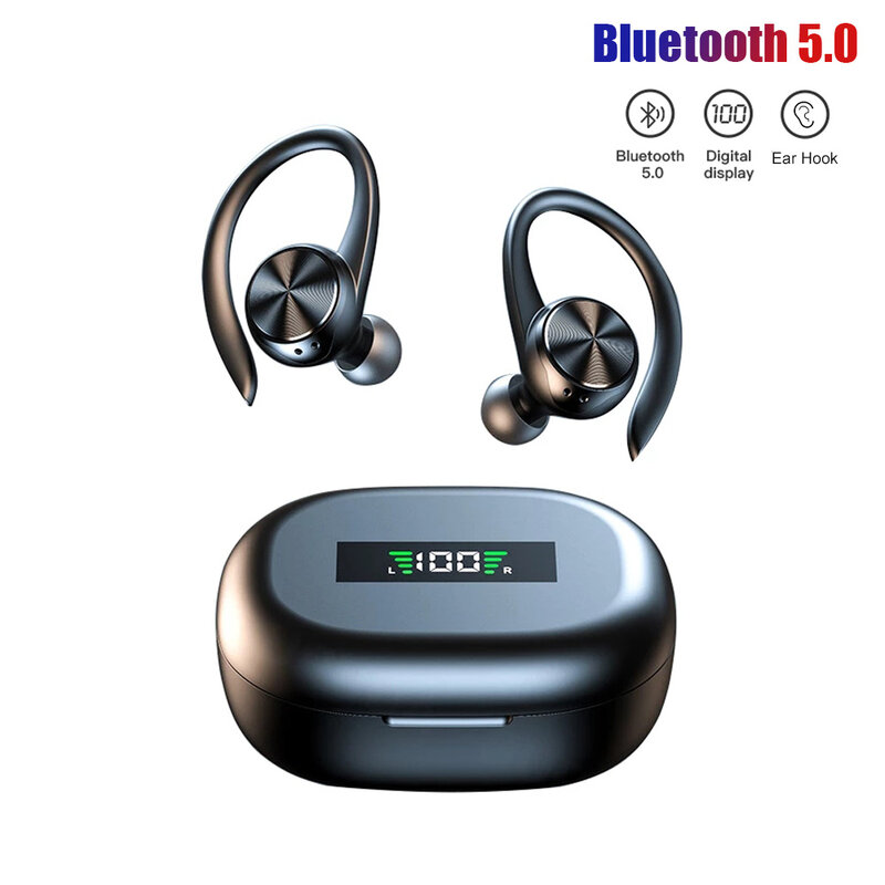 R200 TWS Sports Headset Wireless Headphones Bluetooth Earphones with Mic Waterproof Ear Hooks Stereo Music Earbuds for Phones