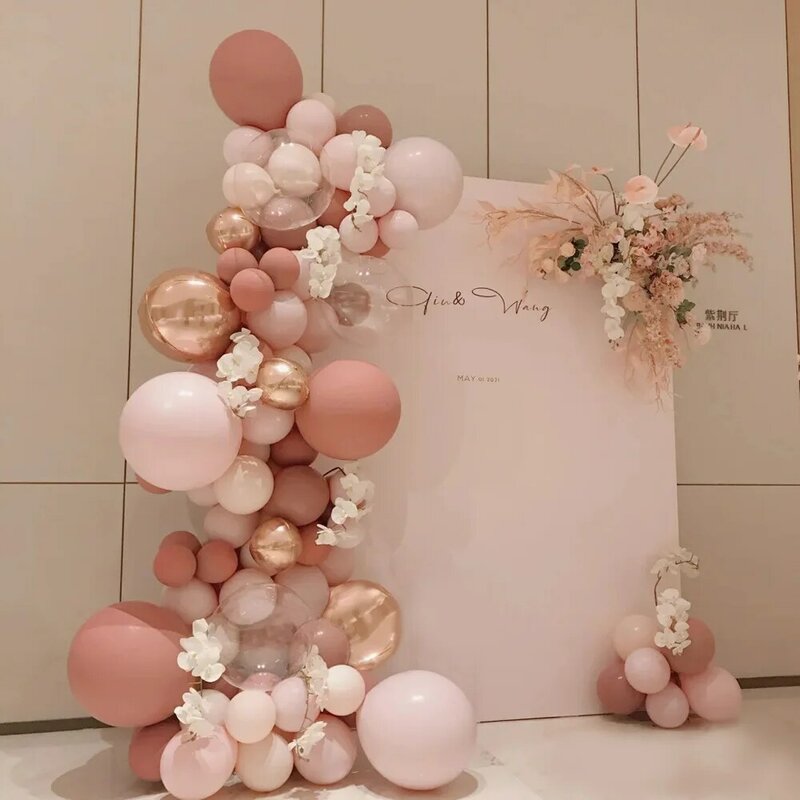 Kit de arco de guirnalda de globos rosa Macaron, cadena de globos de látex rojo Vintage, fiesta de cumpleaños del Día de San Valentín, boda, decoración para Baby Shower
