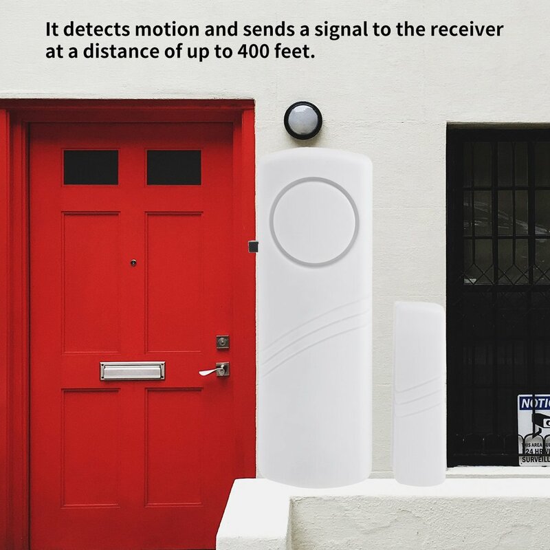 نافذة الباب اللاسلكية لص إنذار مع جهاز استشعار مغناطيسي سلامة المنزل اللاسلكية أطول نظام الأمن جهاز 90dB الأبيض بالجملة