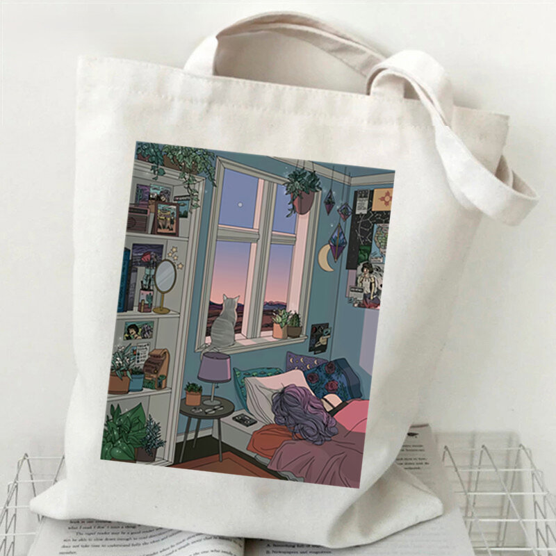 Tote Bag Fashion Cat Bag Kawaii Shopper Cute Animal Bags Shopping Bag borse di tela borse Casual ragazze borse a tracolla borsa