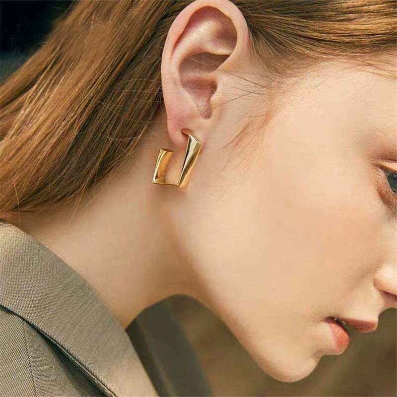 Boucles d'oreilles carrées en argent S925, nouveau Design coréen, brillantes, cadeau de fête pour femmes, vente en gros