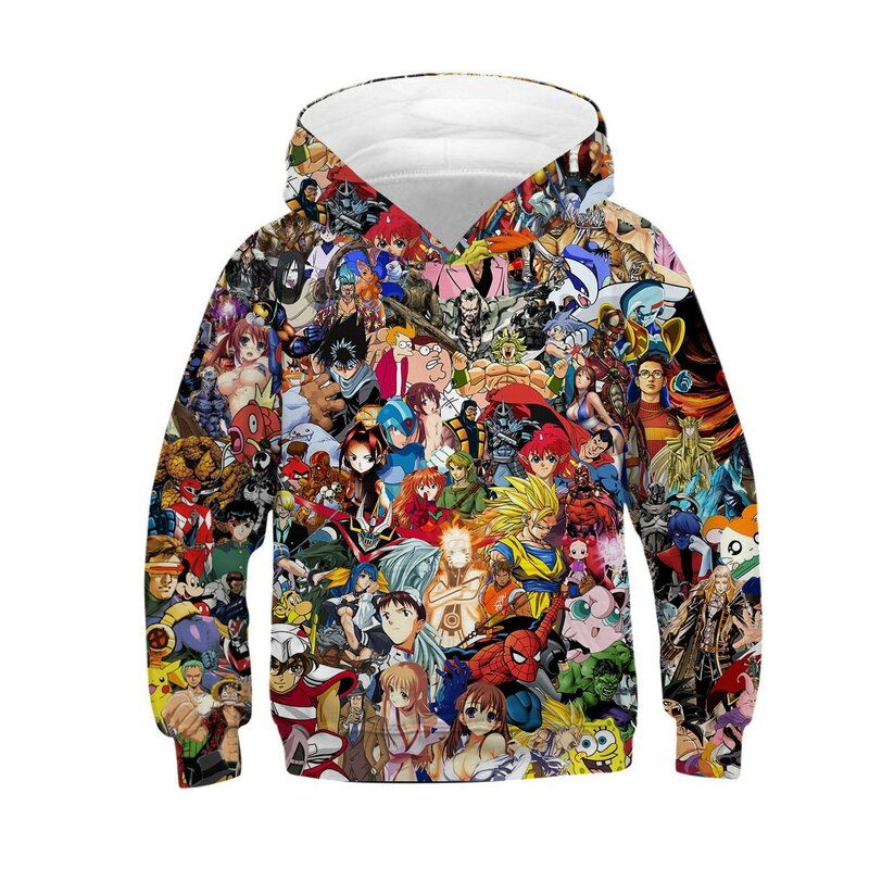 Suéter con capucha para niños y mujeres, jersey con estampado Digital de animación, moda europea y americana, Top
