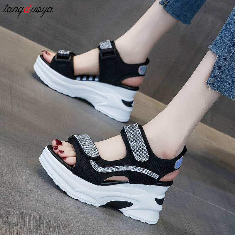 rhinestone Summer Online Celebrity Sandals for Women 2023 Height Increasing Insole Platform Sandals Roman Shoes Women Sandals