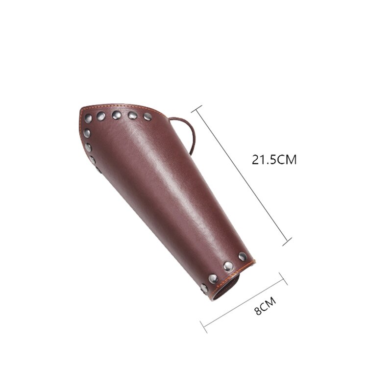 Hot PU Leather Medieval Bracers with Bandage Solid Color Punk Style Arm Guard with Rivet for Riding Cycling