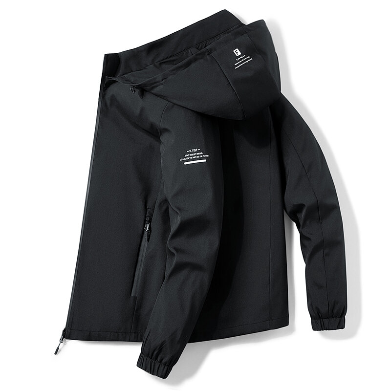 Autumn Hooded Jackets for Men  Pilot Military Zipper Coats 2023 Men's Windbreaker Outdoor Sports Jacke Slim Fit Printed Outwear