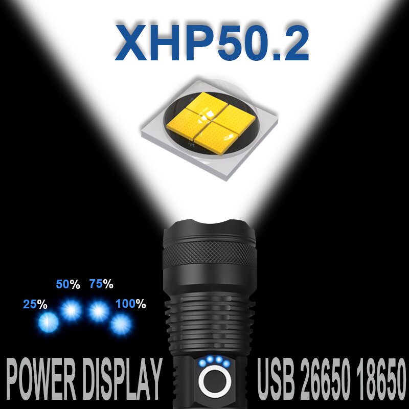 Lampe de poche la plus injuste, torche lumineuse, lampe de travail et de camp, Xhp P50, Xhp70, Xhp50.2, X5 Flash, Xhpteuse 2, 18650