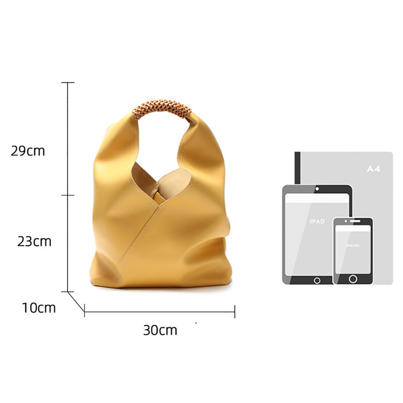 Bibsi Goro-女性のための手作りのカジュアルな本革のハンドバッグ,流行のカジュアルなトートバッグ,柔らかくて人気のある牛革