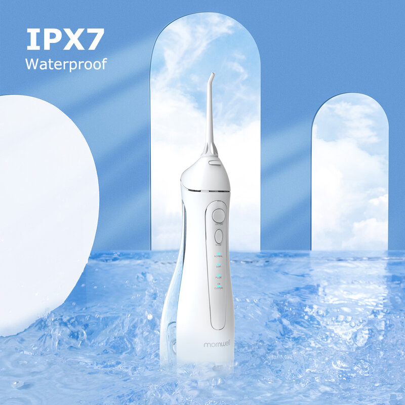 Mornwell f18 oral irrigator dental portátil água flosser dicas usb recarregável jato de água flosser ipx7 irrigador para limpeza te