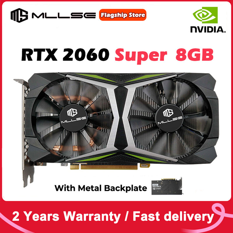 Mllse RTX 2060 Super 8GB 그래픽 카드, GDDR6 DP * 3 HDMI * 1 8pin 256Bit PCI Express 3.0x16 1470MHz rtx2060super 8G 게임 비디오 카드