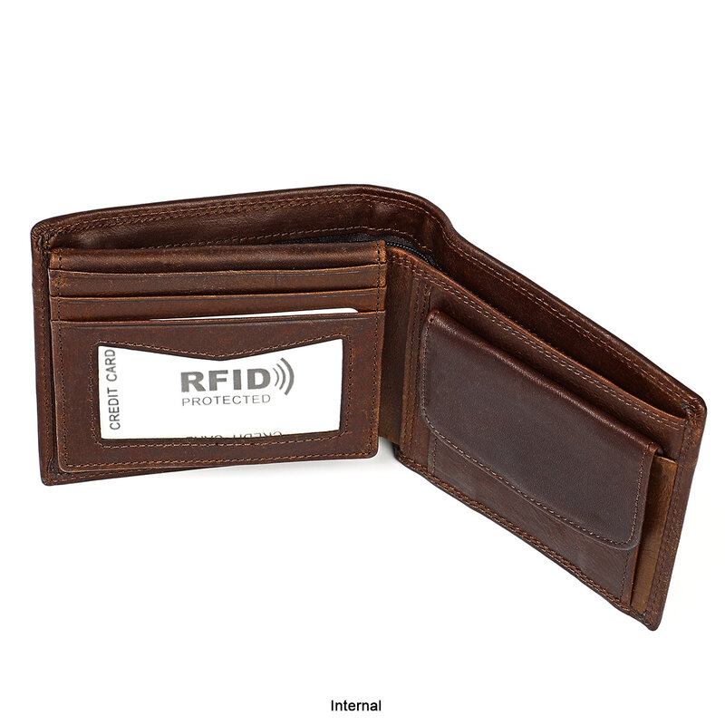 Cartera Vintage de cuero genuino para hombre, organizador clásico RFID, funda para tarjetas de crédito, identificación de negocios, monedero