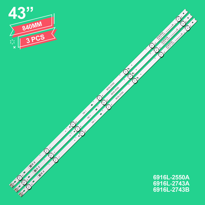 100% baru 3 buah/Kit strip LED untuk LG 43 TV revtv CA LC430DUE FJ M1 6916L 2550A 43 V16 ART3 2550 Rev2.1 2
