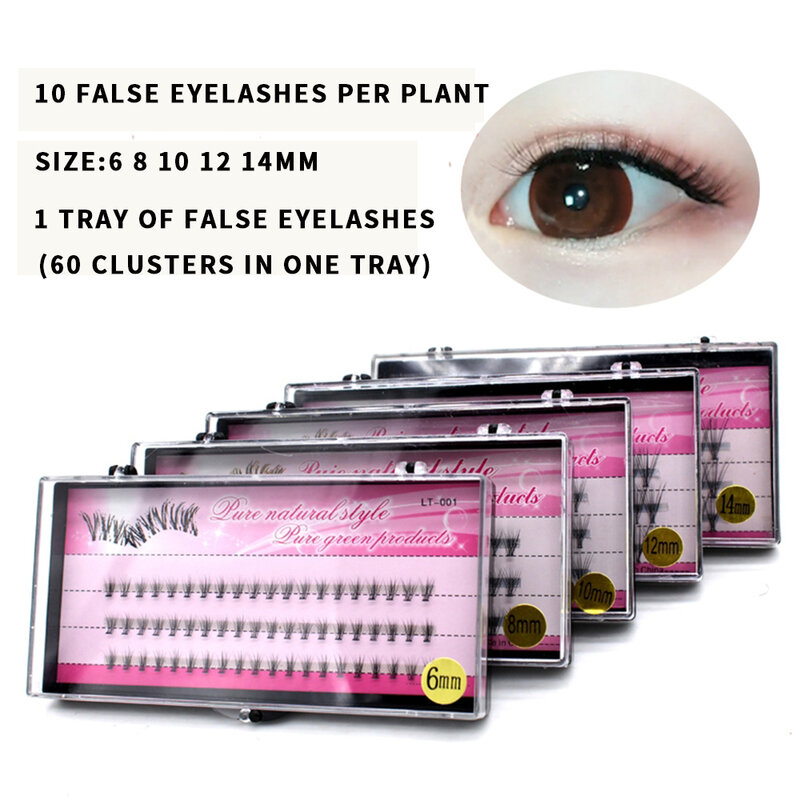 60 Clusters/box Cluster eyelashes Natural Style Grafting Extension Tool Makeup Eyelashes True Mink Fake Eye Lashes Wholesale New