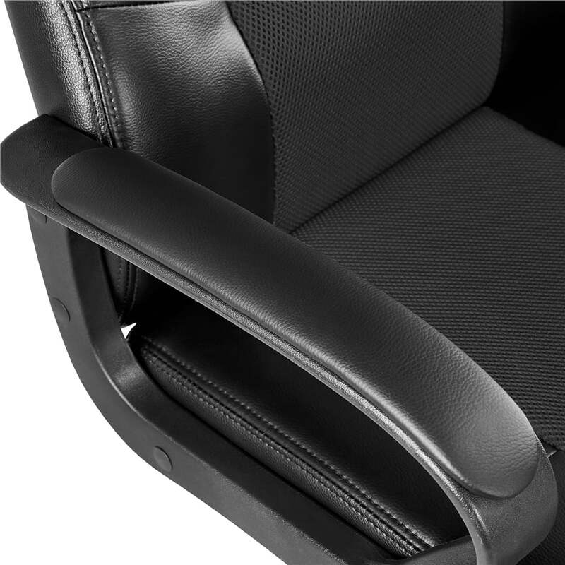 SmileMart-silla giratoria ajustable de cuero Artificial para videojuegos, fácil de montar, marco de Metal resistente, cinco ruedas silenciosas, con reposabrazos