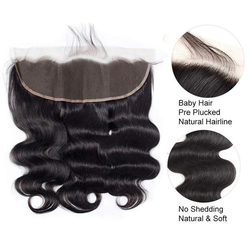 Przezroczyste koronkowe przednie z wiązki ludzkich włosów doczepy typu Body Wave z czołowymi 3/4 wiązkami z przednim zamknięciem dla czarnych kobiet