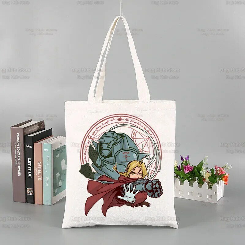 Fullmetal Alchemist Shopping Bag Shopper Eco Canvas Cotton Shopper Edward Elric Bolsas De Tela Alphonse Elric Shoping Bag