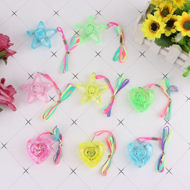 Pentacle Star Heart Shape Colorful LED Sparkle Necklace Shining Pendants Party Favors Kids Toy Light Up Toy