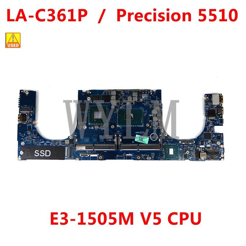 Dell precision 5510,CN-0WWKNF,LA-C361P w/ E3-1505M v5 cpu,m1000m gpu,hd,p530,100% で動作するノートブックマザーボード