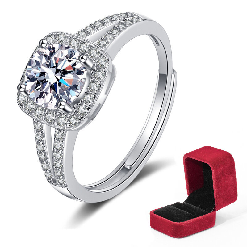 Luxury Sterling Silver 925แหวนผู้หญิงเครื่องประดับ Brilliant 100% Moissanite Diamond แหวนหมั้นของขวัญจัดส่งฟรี