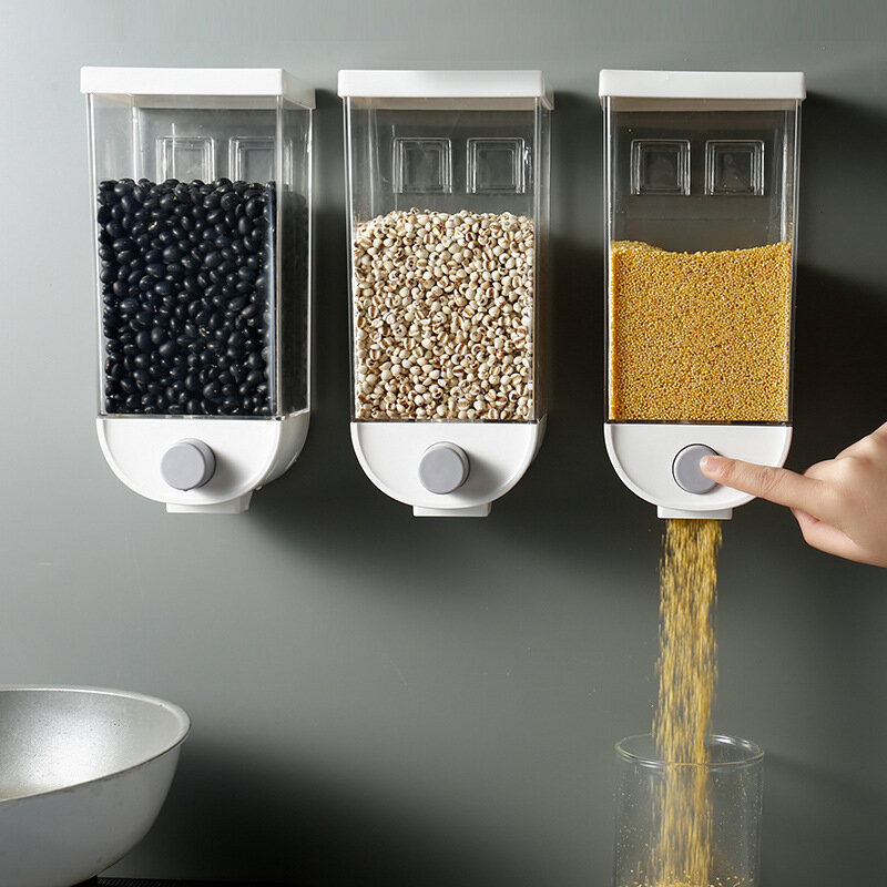 จัดเก็บในห้องครัว Grains ถังปิดผนึกติดผนังโปร่งใสผลไม้อบแห้งถังความชื้นข้าว Bean เก็บกล่อง