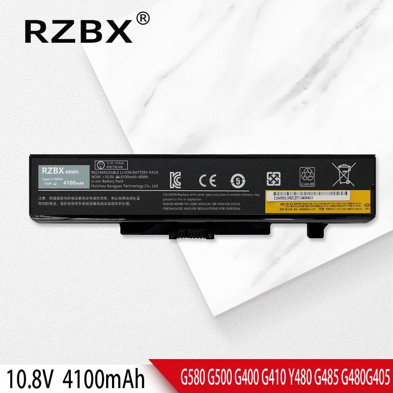 RZBX 6 Células Bateria Do Portátil PARA LENOVO G580 Z380 Z380AM Y480 G480 V480 Y580 G580AM G400 G485 G585 G380 G385 L11S6Y01 L11L6Y01