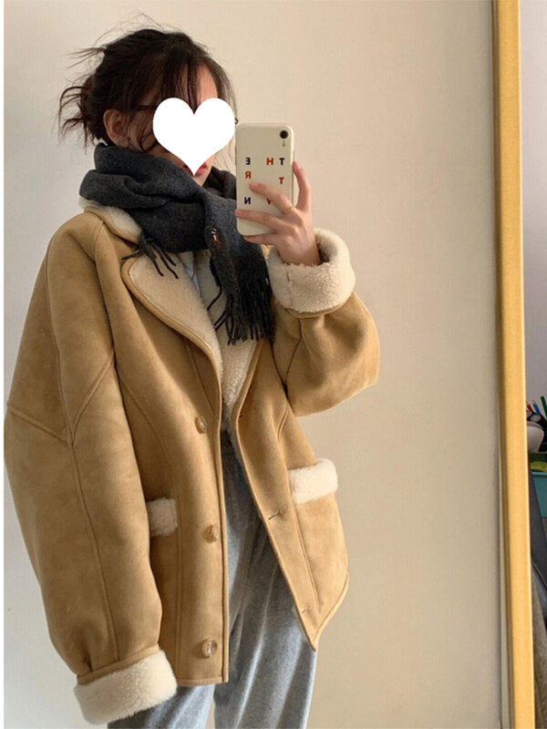 ฤดูหนาวขนแกะเสื้อแจ็คเก็ตผู้หญิง2022ฤดูใบไม้ร่วงหนาหลวม MODE Korea เสื้อแจ็คเก็ตผู้หญิง Casual Outerwear ฝ้าย