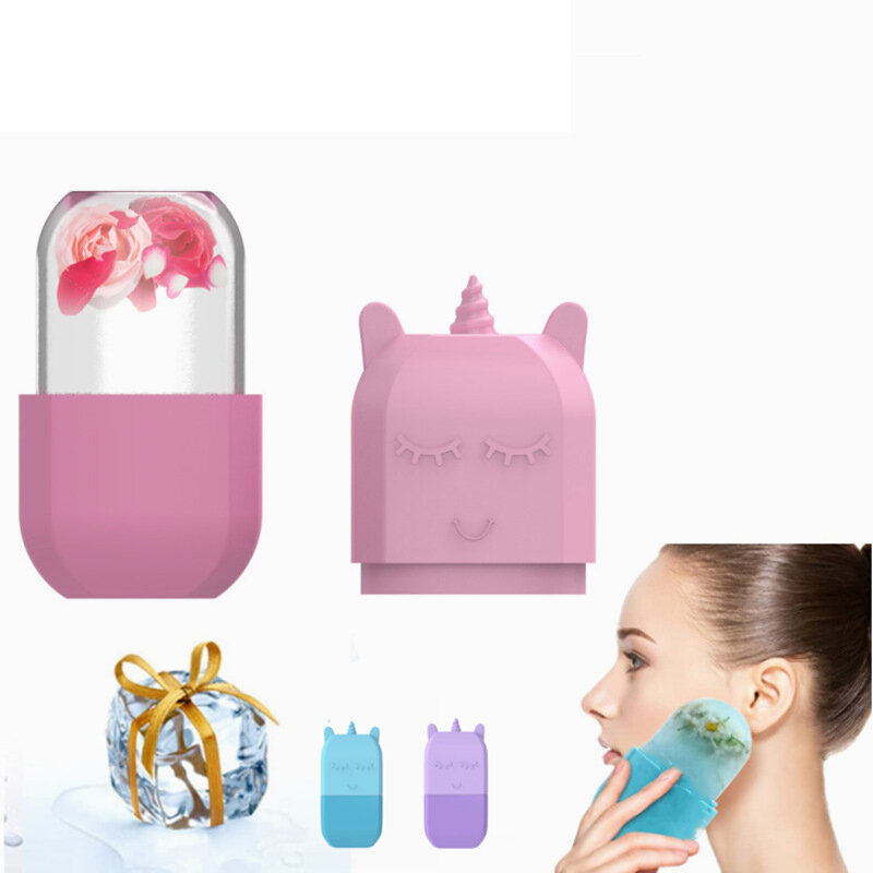 Rodillo de hielo para cara y ojos, cubito de hielo Facial, herramientas para el cuidado de la piel, Gua Sha, masaje Facial, molde de hielo de silicona, belleza Facial