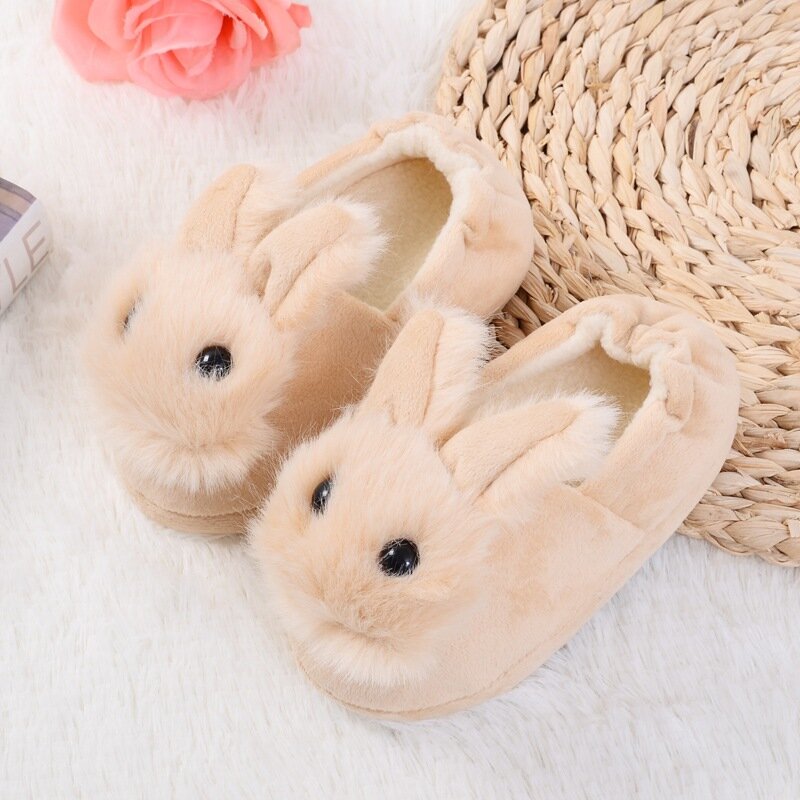 Children Slippers For Girls Warm Plush Cartoon Rabbits Kids Winter Slippers Boys Home Slippers Baby Bedroom Floor Shoes