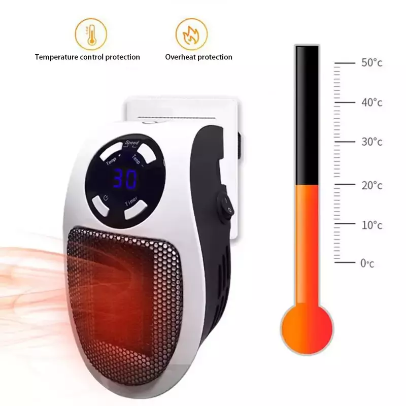 Wall Electric Heater Fan 500W Safe Quiet Ceramic Fan Air Warmer Blower with Remote control Stove Radiator Warm Machine Winter