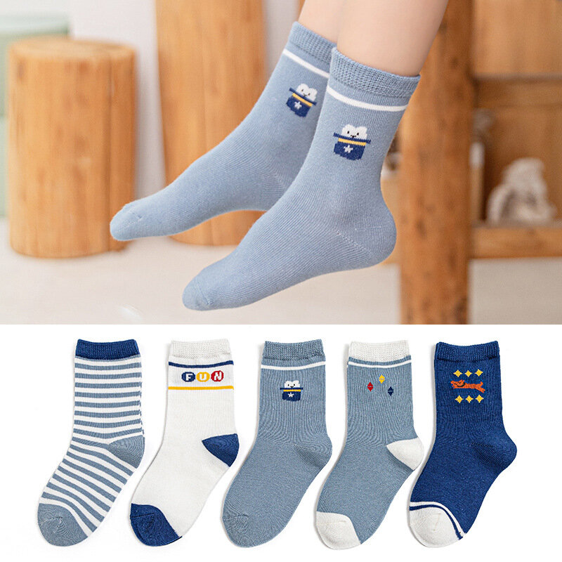 5 парт/Лот, зимние осенние носки для маленьких девочек и мальчиков, милые Мультяшные хлопковые теплые напольные носки до щиколотки для детей...