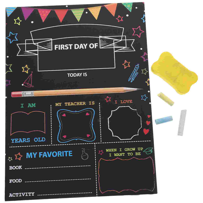 Escuela Daysign primer tablero Chalkboardback 1er preescolar última foto de tiza suministros de jardín de infantes de madera Prop mis hijos