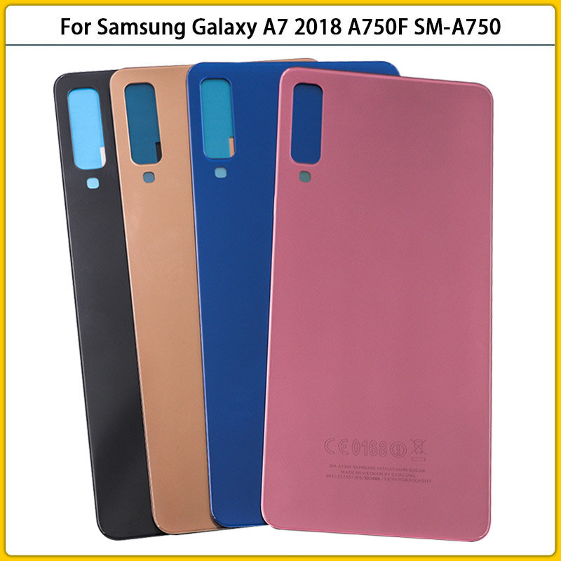 Novo para samsung galaxy a7 2018 a750 a750f SM-A750 bateria capa traseira a750 painel de vidro da porta traseira habitação caso câmera lente substituir
