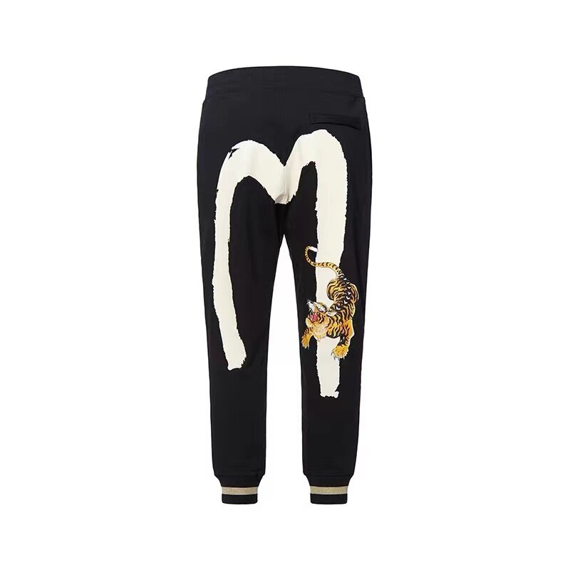 Pantalones de chándal largos de algodón con estampado de logotipo múltiple para hombre y mujer, pantalones deportivos informales, color negro, estilo Hip hop, otoño