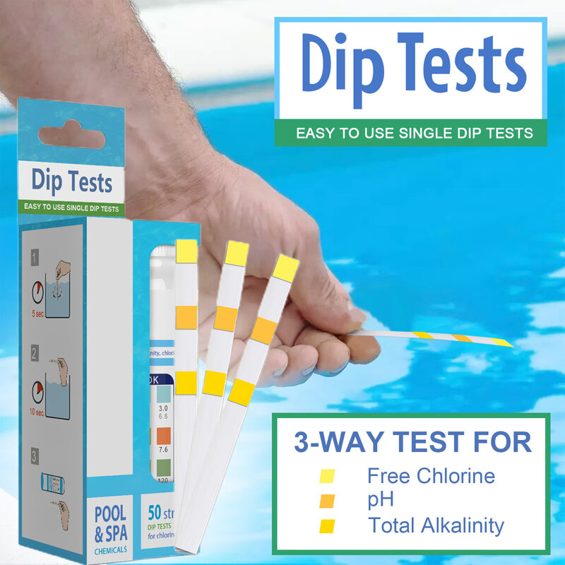 Тест-полоски для бассейна 3 в 1, 50 шт./компл., тест-полоски для спа-гидромассажная ванны, бассейнов, легкие и быстрые тест-полоски для воды SCVD889