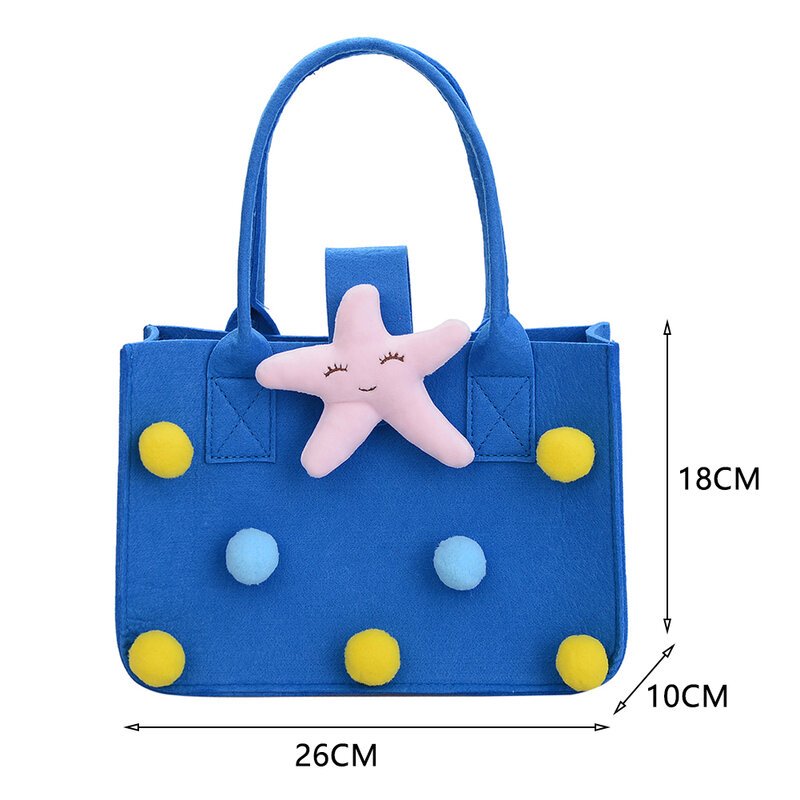 Cute Children Felt Tote Handbag Fashion Casual Felt Tote Portable Shopper Bag Kids Cartoon Top-handle Bag Pocketbook Organizer