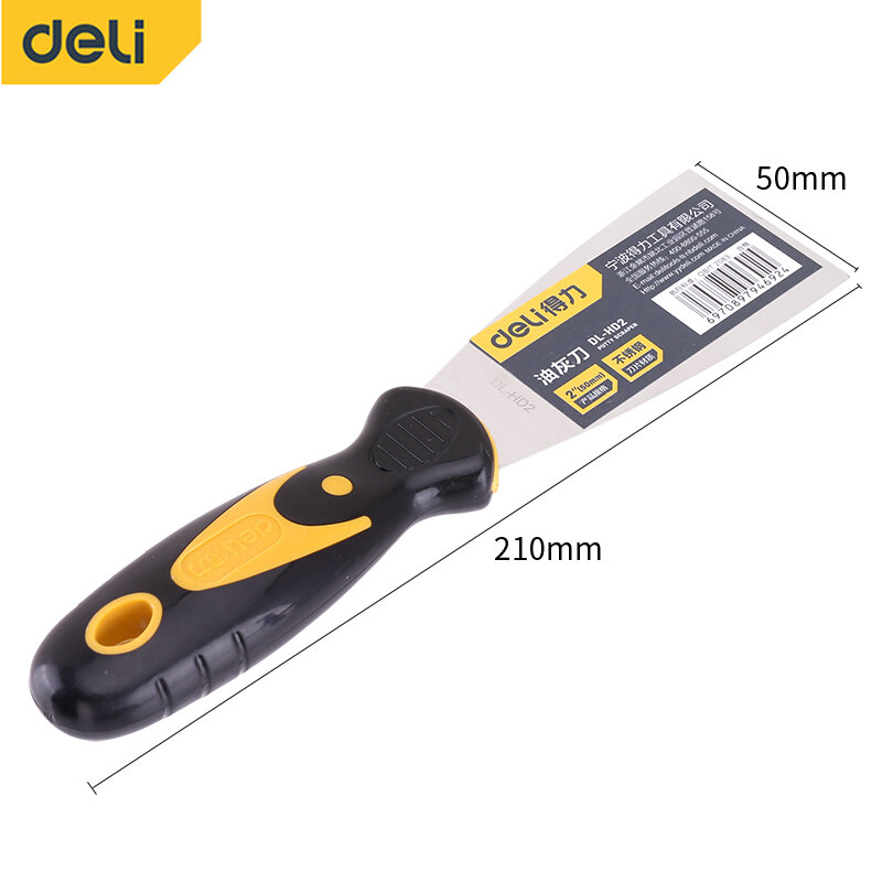 Deli Thickened Putty Shovel Stainless Steel Knife Scraper PP Plastic Handle Wall Plastering Knives Open Knife Hand Tool Knifes