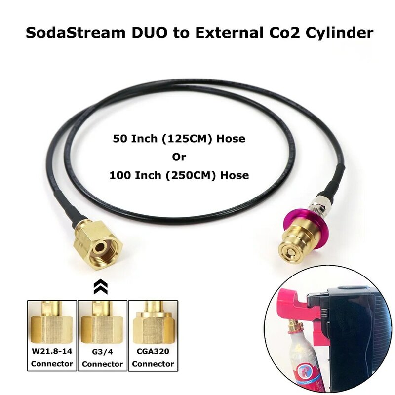 جديد SodaStream DUO سريعة الاتصال CQC إلى الخارجية Co2 خزان محول طقم خرطوم W21.8-14 أو CGA320 G3/4 واط/موصل قطع الاتصال السريع